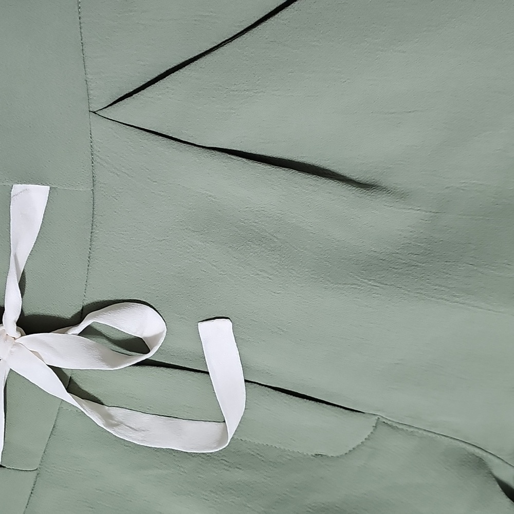 Aritzia WILFRED Allant Drapey Crepe , Silk Drawcord Trousers Pants Sage, Size 2 - Picture 3 of 4